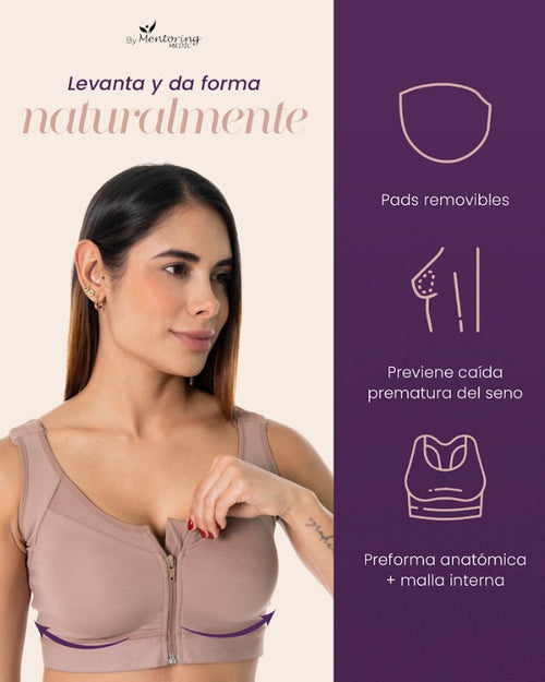 El brasier postquirúrgico negro de Mentoring Medic® está diseñado con compresión estratégica que mejora la recuperación y ayuda a mantener una postura adecuada. Su cierre frontal facilita el uso en etapas tempranas del postoperatorio. Perfecto para cirugías de busto, uso diario o actividad ligera.Posbion Usa