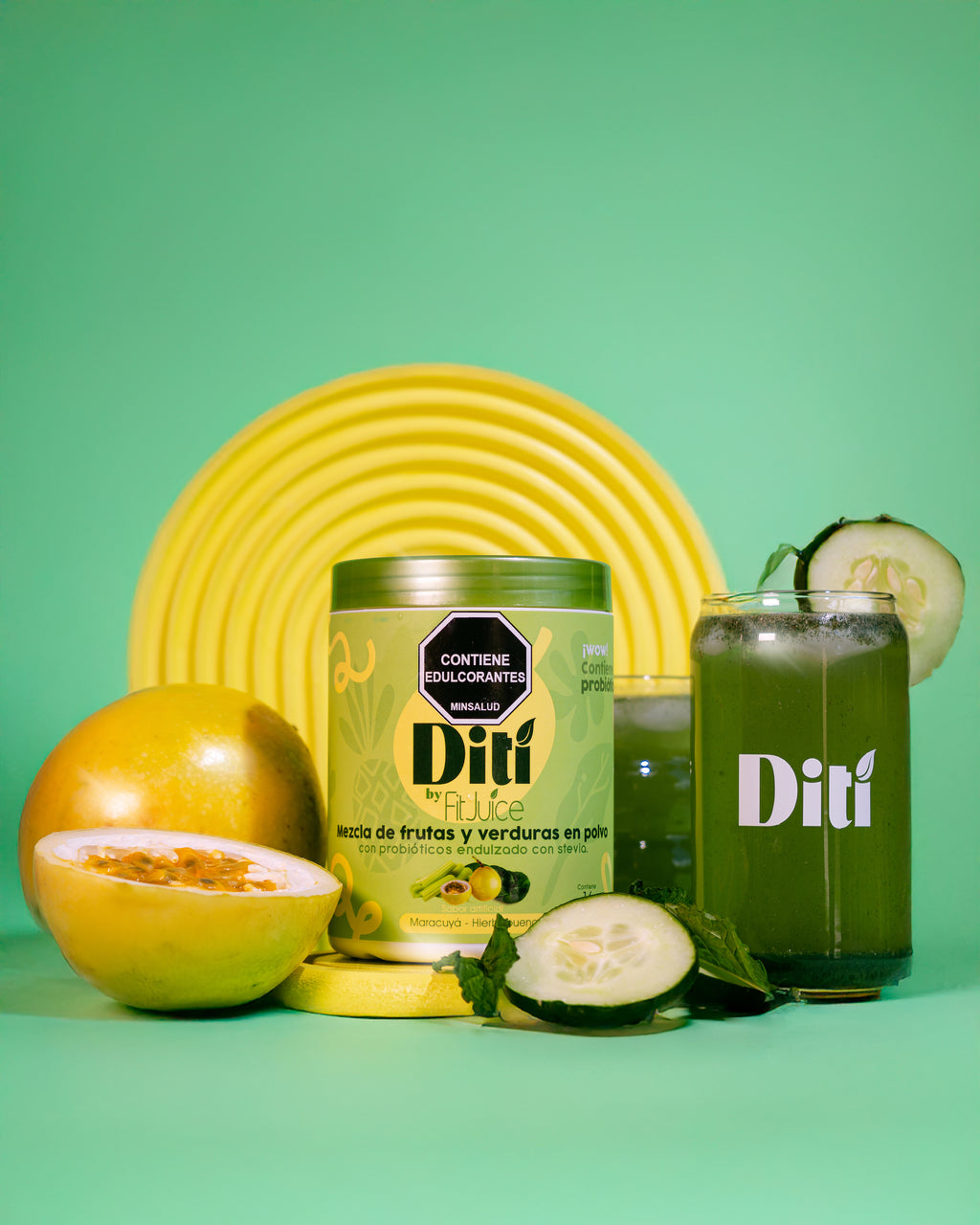 Diti product with a green background